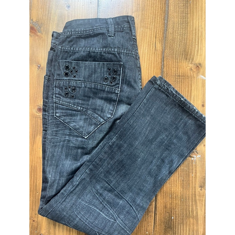 Y2K Born in Los Angeles Mens Dark Wash Straight Leg Jeans GrommetSize 36 - Picture 10 of 10